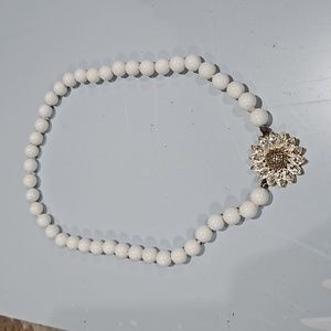 Rhinestone Flower Fossil Brand Necklace